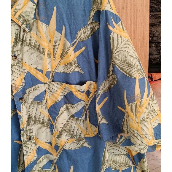 Joe‎ Marlin Men's Button Up Shirt Blue Tropical Short Sleeve 2X(50-52) Cotton - Picture 3 of 6